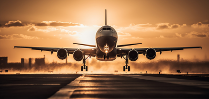 aviao-de-passageiros-decolando-ao-entardecer-gerado-por-ia